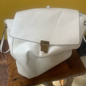 Zara white large back pack bag